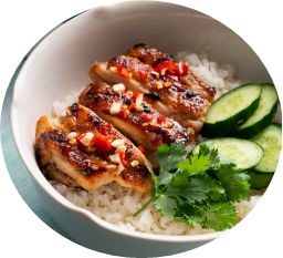 Lemongrass chicken rice bowl in Leuven