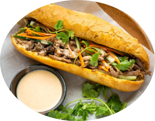 Pulled pork banh mi sandwich in Leuven